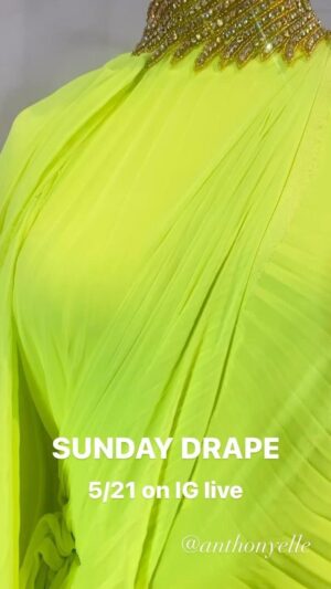 Anthony Elle Instagram - Sunday Drape is back!😜😜😜😜😜
Sunday 5/21 @6pm EST
It’s been a while and I’m so excited to be draping again. 

Sunday we will be working with pleated netting and velvet.