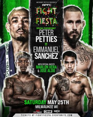 Anthony Pettis Instagram - It’s fight week!! 💥💥💥

APFC Fight Fiesta goes down Saturday. Featuring Special guest hosts Chito Vera and Jose Aldo! 🤯

Watch LIVE on UFC Fight Pass 🖥️