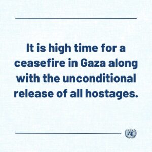 António Guterres Instagram - It is high time for a ceasefire in Gaza along with the unconditional release of all hostages.

I welcome the peace initiative recently outlined by @POTUS Joe Biden and urge everyone to seize this opportunity and respect their obligations under international humanitarian law.

The only way forward in the Middle East is through a political solution that opens a path to sustained peace, based on two states, Palestine and Israel, living side by side in peace and security, with Jerusalem as the capital of both states.