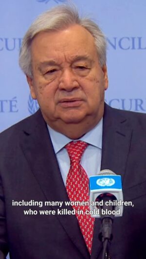 António Guterres Instagram - The 7th of October is a day of pain for Israel and the world.

Nothing can justify the horror unleashed by Hamas.

I once again condemn the use of sexual violence, torture & kidnapping of civilians, and call for the unconditional release of all the hostages.