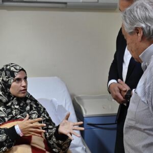 António Guterres Instagram - From Rafah, I have a message to Palestinians in Gaza:

You are not alone.

People around the world are outraged by the horrors we are all witnessing in real time. I carry the voices of the vast majority of the world who have seen enough. Who have had enough. And who still believe that human dignity and decency must define us as a global community.

It’s our only hope.

It’s time to truly flood Gaza with life-saving aid. The choice is clear: either surge or starvation. Let’s choose the side of help – the side of hope – and the right side of history.

I will not give up. 
And all of us must not give up in doing all we can for our common humanity to prevail in Gaza and around the world.

📷: General Hospital in Al Arish, Egypt (UN Photo/Mark Garten)