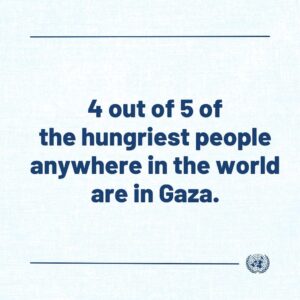 António Guterres Instagram - Four out of five of the hungriest people anywhere in the world are in Gaza.

As the conflict intensifies and the horror grows, we will continue to do our part.

We will not give up.