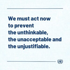 António Guterres Instagram - Famine is imminent in the northern part of Gaza, according to the world’s leading experts on food insecurity.

1.1 million people in Gaza are facing catastrophic hunger - the highest number ever recorded – anywhere, anytime.

This is an entirely manmade disaster.

And it can - and must - be halted.

I call on the Israeli authorities to ensure complete and unfettered access for humanitarian goods throughout Gaza and for the international community to fully support our humanitarian efforts.

We need an immediate humanitarian ceasefire. Now.

We must act now to prevent the unthinkable, the unacceptable and the unjustifiable.