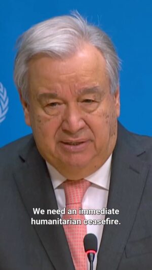 António Guterres Instagram - We need an immediate humanitarian ceasefire in Gaza.

To ensure sufficient aid gets to where it is needed.

To facilitate the release of the hostages.

To tamp down the flames of wider war.