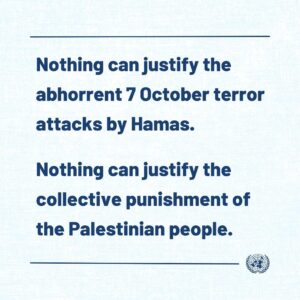António Guterres Instagram - The war in Gaza is an open wound that threatens to infect the entire region.

In its speed and scale, it is the deadliest conflict in my time as Secretary-General – for civilians, aid workers, journalists, and our own @unitednations colleagues.

Of course, nothing can justify the abhorrent 7 October terror attacks by Hamas. And nothing can justify the collective punishment of the Palestinian people.

It’s high time for the immediate and unconditional release of all hostages. an immediate humanitarian ceasefire and unimpeded access for humanitarian assistance throughout Gaza.

The only permanent way to end the cycle of violence and instability is through a two-state solution, Israel and Palestine living side-by-side in peace and security, with Jerusalem as the capital of both states.
