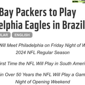 Antony Curti Instagram - Em evento aqui na Prefeitura de São Paulo, o VP internacional da NFL, Gerrit Meier, anunciou que no dia 6 de setembro o Green Bay Packers enfrentará o Philadelphia Eagles em São Paulo.  #NFL #NFLBrasil #NFLnaESPN