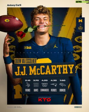 Antony Curti Instagram - Qual time você acha que vai escolher o prospecto de Michigan?

Numa NFL sedenta por quarterbacks, às vezes um QB é catapultado para o topo do Draft. Parece ser o caso com JJ McCarthy neste ano. Aqui as odds na @kto_brasil #NFL #NFLDraft