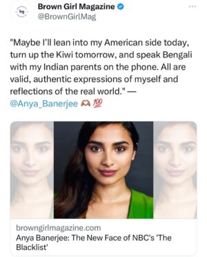 Anya Banerjee Instagram - Thank you @browngirlmag ! 
One of my fave publications shedding light on the South Asian diaspora 🤎