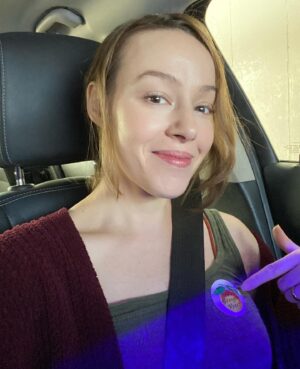 April Billingsley Instagram - My hubby and I voted on Election Day today because with so many people voting early we had ZERO wait! I’m so proud to be able to participate in our democracy and while I’m posting this too late now to inspire, I very much hope you voted today as well 🗳️ (the weird blue light over my sticker is because I was sitting in a car wash when I took this🤣)
