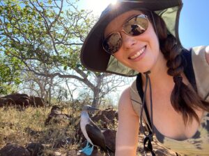 April Billingsley Instagram - From hanging with the  #bluefootedbooby to walking through an otherworldly #lavafield. @alecamachogalapagos was an incredible guide on our @galapagosisland tour! Also, I did eat the larva bug 😝 and it turned out to be tasty!