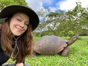 April Billingsley Instagram - From hanging with the  #bluefootedbooby to walking through an otherworldly #lavafield. @alecamachogalapagos was an incredible guide on our @galapagosisland tour! Also, I did eat the larva bug 😝 and it turned out to be tasty!