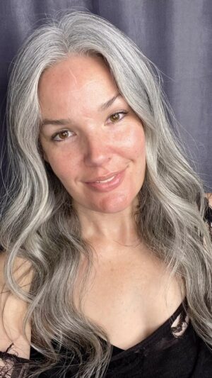 April Schutte Instagram - Just me! And TONS of skincare! But no makeup or anything added. Sometimes my favorite model submissions are the ones where I get to be natural! 
.
.
.
#naturallyme #agepositive #proage #agepositivemodel #mamamodel #modelactress #greyhairs