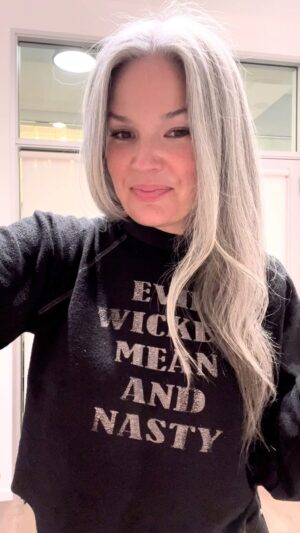 April Schutte Instagram - To all my grey girlies, these are incredible!!! I finally have quality, human hair GREY extensions!!! Gonna play some more and show you later how they look fully installed!
.
.
.
#silverhaircolor #greyhaircolor #lovelyhair #silversisters #hairqueen #hairstylistlife #hairmodels #maturemodel #actresssexy #hairextensions