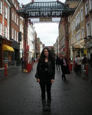 April Schutte Instagram - 13 years ago in London! This was our first time there. Look at that big, curly dark hair! Loads of grey in there but it’s not as noticeable in these photos. 
.
.
.
#youngerdays #londonlove #earlygrey #youngandgrey #silversister