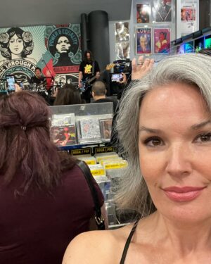 April Schutte Instagram - Well, I finally got to see @dogstarband live 😭 What a gift! (Swipe!) Thank you to @bretdomrose @robmailhouse and Keanu Reeves for giving us this special show at @amoebahollywood !!! I’m forever grateful to my pal, Jax for getting my cd/ticket for me and for @vanessaburgundy for the heads up that the show was happening!! I had to hold back some happy tears but I just kept singing and dancing!!! Hope to get another chance to see them in the future!
.
.
.
#Dogstar #keanu #amoebamusic #bretdomrose #robmailhouse #rockshow