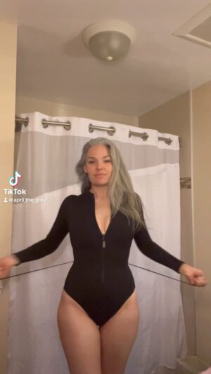 April Schutte Instagram - Obsessed with this swimsuit from my babes at @ta3 (call me ☎️) That audio is 🤌🏼
.
.
.
#TA3 #swimsuitmodel #maturemodel #greyhairs #silverfox #mombody #surfsuit