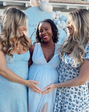 Aqueela Zoll Instagram - Babes, we’re doing it!!! I’m so elated to love and be loved by you both, and to celebrate the gift of our babies present and future has me like 🥹💙 Remy your shower was one for the books! Here’s to the highs, lows, and gorgeous curves that mark the milestones of our greatest adventure so far. Thank God we get to do it all together lol

#friendshavingbabies 
#comingthisdecember 
#comingnextapril
