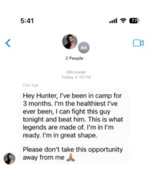 Ariel Helwani Instagram - In an unprecedented turn of events, Dan Ige, who was not scheduled to compete tonight nor did he weigh in yesterday, is replacing the sick Brian Ortega to fight Diego Lopes in the co-main of UFC 303. 

Ige got the call around 4:30 pm pt / 7:30 pm et. Ninety minutes later, he was en route to the arena and less than an hour later the fight was on after the both weighed in and the commission agreed to sanction the fight.

165-pound catchweight fight. Never seen anything like this before in the UFC.