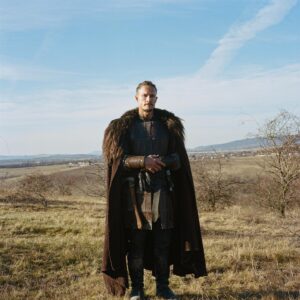 Arnas Fedaravicius Instagram - Was hoping for a photo with @alexander.dreymon but he was too busy so I asked @northcotej to photoshop him in but he was also too busy.. fine.. 😑So here’s a photo with my best friend. 

@thelastkingdom seven kings must die is out on the 14th of April on @netflix
