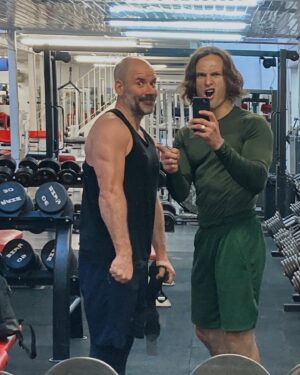 Arnas Fedaravicius Instagram - I have quite a few father figures in my life. In recent years,though, I’ve spent most of my time with this one right here. And if I ever become a father myself I hope to be as invested and present as @cavanclerkin . You teach , you learn, you ask, you listen and you lift me up and weights (same thing 🙄)

Also, Father Pyrlig ? More like Father RIPPEDLIG. 

Also, yes season 5  of @thelastkingdom (whenever it comes out) will be awesome. Trust me.