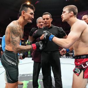 Arnold Allen Instagram - 1 year ago, scrapping with the now BMF, what an inspiring career @blessedmma is having, no risk no reward, respect

#UFC300 #BMF