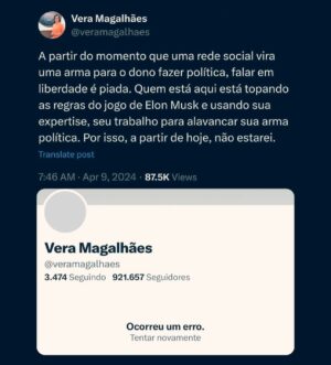 Arthur Morisson Instagram - Vera Magalhães acaba de sair do Twitter/X. GRANDE DIA 👍🥳🤩👏
