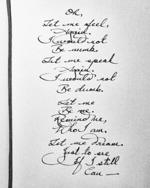 Arunoday Singh Instagram - •
Oh,

Let me feel,
Again.
I would not
Be numb.

Let me speak,
Again.
I would not
Be dumb.

Let me
Be me.
Remind me
Who I am.

Let me dream.
Just to see
If I still
Can___
•
•
#sufisoulpoetry