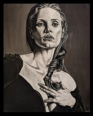 Arunoday Singh Instagram - Finally got back into the charcoal groove.  Been busy and distracted and took longer than i expected to finish the third and final @jessicachastain portrait (although I'm pretty sure I will sneak in a few more.  She's just so much fun to draw and is so specifically and uniquely expressive.  It's quite a challenge to capture just right. Hence, good for practice) 

Don't know original photographer.  Pinterest isn't always that helpful. But Again really happy with how it turned out.  Lots of room for improvement but still feels like a magic trick done right.

#sufisoulartistry #charcoalPortrait #charcoalArt #charcoal #jessicachastain