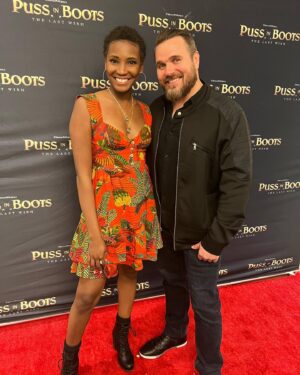 Ashleigh Morghan Instagram - I had a blast seeing Puss in Boots: The Last Wish for the second time last night courtesy of @straw_hat_goofy @iheartcomix @dreamworks ! If you haven't seen it yet treat yourself to this beautiful story full of heartfelt moments, laughs and cries! 

@joel.crawford.art it was such a pleasure meeting you and hearing all the love and hard work that was put into this film! Can't wait for the opportunity to work with you one day! ✨. 

And @jerschmitz you're just the best! Such a pleasure meeting you my fellow Ohioian! 

And yes I saw Shrek. 💚 

PUSS IN BOOTS: THE LAST WISH! Go see it! 

#pussinbootsthelastwish #dreamworksanimation #shrekisloveshrekislife #perrito