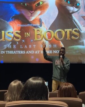 Ashleigh Morghan Instagram - I had a blast seeing Puss in Boots: The Last Wish for the second time last night courtesy of @straw_hat_goofy @iheartcomix @dreamworks ! If you haven't seen it yet treat yourself to this beautiful story full of heartfelt moments, laughs and cries! 

@joel.crawford.art it was such a pleasure meeting you and hearing all the love and hard work that was put into this film! Can't wait for the opportunity to work with you one day! ✨. 

And @jerschmitz you're just the best! Such a pleasure meeting you my fellow Ohioian! 

And yes I saw Shrek. 💚 

PUSS IN BOOTS: THE LAST WISH! Go see it! 

#pussinbootsthelastwish #dreamworksanimation #shrekisloveshrekislife #perrito