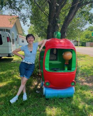 Ashley Boettcher Instagram - new car and an old friend🍎🪱
.
does anyone else remember Busytown?! Lowly Worm is the best, just sayin