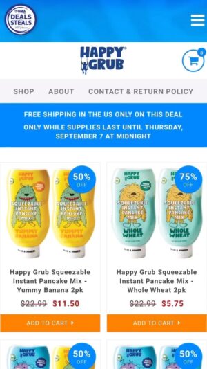 Ashley Davies Instagram - Tune in to ABC now (1PM ET) for GMA3 “What You Need To Know” for an exclusive deal on all four flavors of Happy Grub Squeezable Instant Pancake Mix!. Shop, save and support at gma-happygrub.com. Use the link in my bio!

@eathappygrub