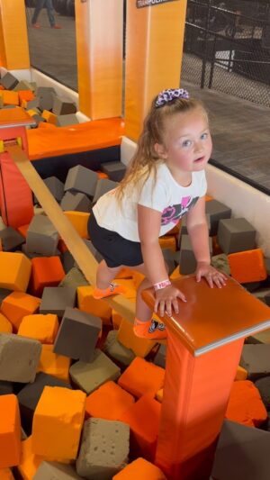 Ashley Davies Instagram - Sibling fun at the trampoline park! 🤩💕 When it’s scorching outside and the kids start getting cranky in the 100-degree heat, we bounce over to the trampoline park for fun! 🌞🔥 Plus, it’s a win-win because mom and dad don’t have to run around in the heat either, haha! 

😅 #SundayFunday #TrampolineParkAdventures #SiblingBonding #PureJoy #MakingMemories #ProudMomma #FamilyTime #KidsHavingFun #JumpingHigh #FlipsAndTricks #AdventurousKids #LaughterIsTheBestMedicine @awdavies87