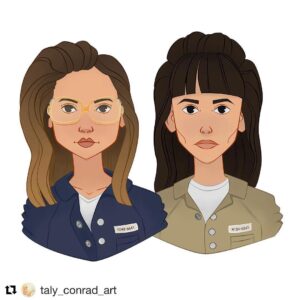 Ashley Jordyn Instagram - We’re cartoons!  #oitnb #oitnb6 #fanart #youngcarol #youngbarb #teamcarol #teambarb #ashleyjordyn