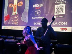 Ashley Mary Nunes Instagram - In honor of Prom season, my brother and I attended @screamfestla’s Prom Night in true horror fashion. It was such a fun night and an awesome Q&A with the director, Paul Lynch. ❤️🪓 🪩 

#PromNight #PromNightMovie #Horror #IndieHorror #Disco #ScreamQueen #PaulLynch #Screamfest