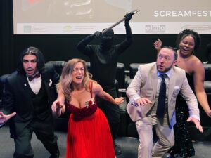 Ashley Mary Nunes Instagram - In honor of Prom season, my brother and I attended @screamfestla’s Prom Night in true horror fashion. It was such a fun night and an awesome Q&A with the director, Paul Lynch. ❤️🪓 🪩 

#PromNight #PromNightMovie #Horror #IndieHorror #Disco #ScreamQueen #PaulLynch #Screamfest