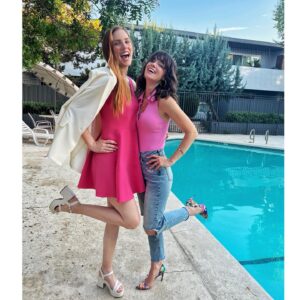 Ashlynn Yennie Instagram - Yep, we wore pink, we said Hiiii to every Barbie we saw & after we took pictures to capture how HAPPY this movie made us feel ✨💓🫶🏻
Barbie with my real life Barbie @bre.mueck 🫶🏻✨💓 Also remember you are KENOUGH 🙌🏻😉