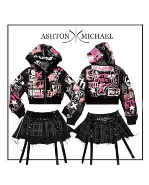 Ashton Michael Instagram - ☠️💕 AVRIL 💕☠️ 
.
@avrillavigne on her “Greatest Hits Tour” in custom Ashton Michael crust punk patch hoodie and distressed printed plaid garter skirt . 
.
📸 @skylerbarberio .
.
#ashtonmichael #avrillavigne #punkprincess #greatesthitstour #punktsugicollection 
.