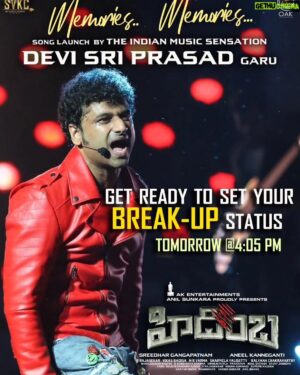 Ashwin Babu Instagram - The Indian Music Sensation @ThisIsDSP to Launch #HIDIMBHA 1st Single 🤩  #MemoriesMemories 🎵Full Song Releasing Tomorrow at 4.05 PM 💥  Promo ▶️ (Link In Bio)  @actorashwin @nanditaswethaa @aneelkanneganti @vikasbadisa #GangapatnamSridhar #SVKCinemas @rajasekardop @AnilSunkara1 @oak_entertainments @akentsofficial
