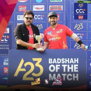 Ashwin Babu Instagram - It’s Our @teluguwarriors
First Win In @cclt20 2024.
I am Happy & grateful to receive BADSHAH OF THE MATCH award From My Favourite Hero @venkateshdaggubati Garu 
Thank You Sir For Your Unconditional Love & Support. 
Playing With My Dear darling @musicthaman is always a special moment 😊😊

Thanks to the all CCL Lovers & Happy To Be Part Of #CCL 😊😊
@officialjiocinema @a23rummy @sonysportsnetwork

#CCL2024 #TeluguWarriors