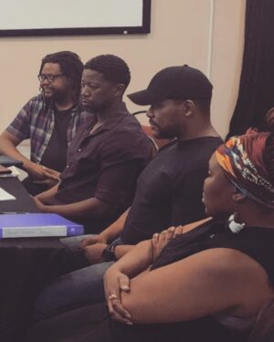 Atandwa Kani Instagram - Fences cast being serious actors.
@joburgtheatre 2nd Feb- 26th Feb.
Directed by: Ricardo Khan
Starring:
-Dr John Kani
@officialhlomladandala 
@tumishomasha 
@sibusiso.mamba.167 
@greenlifeshots 
& The Prince, @atandwakani