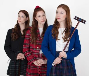 Athena Levesque Instagram - Do you like these looks inspired by @heathersmusical and @thecwriverdale? I hope so because we’re now the proud owners of a croquet set.

#levesquetriplets 

@ani.levesque @arianna.steckler.levesque @athena.lev