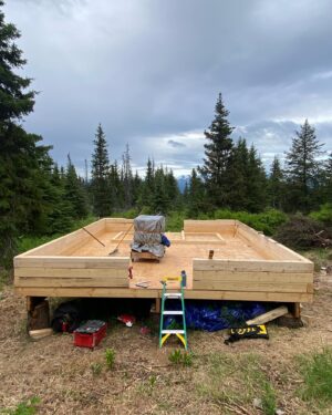 Atz Lee Kilcher Instagram - Started stacking logs on my dads “retirement “ cabin. Summer is flying by. As jane likes to say, “ work hard, play harder”🤷‍♂️ she also likes to say “you say potato I say vodka”. 

#jane #cabin #family #vodka