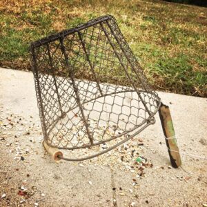 Audrey Marie Anderson Instagram - DIY bird trap. 1 medium wire egg basket, 1 stick, pair of gloves, 15 feet of string, bird seed, quick reflexes and patience. Prop basket up on one side with stick, wrap and tie string to stick, trail the string 15 feet or so from trap site and wait. 
Courtesy of my daughter. 
#sundaymorning #catchandrelease