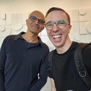 Austin Evans Instagram - Got to have a quick chat with @satyanadella about the new Copilot  PCs, just dropped a full video on the event but it's one of the biggest Windows updates in a LONG time.