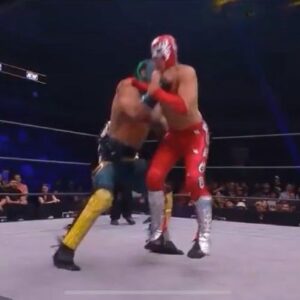 Austin Matelson Instagram - I think my uncle used to call this the chokeslam before time..Sorry @fuegodelsol_ I had to do it 🤷🏻‍♂️ 
Go check out #aewdarkelevation on YouTube!