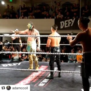 Austin Matelson Instagram - Dino tails can strike out of nowhere. 
Thanks to @defynw and their fans for a great time in Seattle. #jurassicexpress #tailwhip #imwithdinosaurs #defywresting