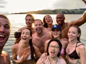 Austin Stowell Instagram - When our fantasies become a reality. #tbt to this group of goofs on day 1 of @fantasyislandmovie who’s seen the movie?!? Parasite robbed us, right???!!!