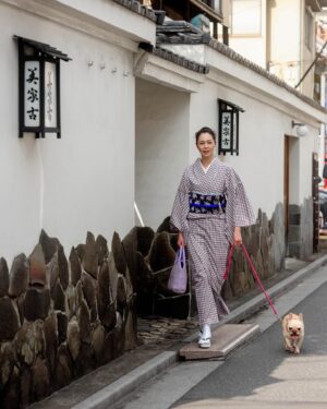 Ayako Kawahara Instagram - #tokyo #kimono #frenchbulldog #向島 #散歩  #フレブル #着物 #日常着物