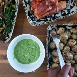 Ayisha Issa Instagram - This summer @jujitsuchef sent me
 a kitchen challenge... Salmon Saltimbocca with seasoned roasted potatoes, Black truffle balsamic spinach with mushrooms and one of my signature dips/spreads: parsley and garlic tang-ghurt

.
.
.
.
.
#foodporn #foodphotography #foodstagram #instagood #instafood #cookingshow #salmonrecipe #saltimbocca #salmon #roastedpotatoes #roastedveggies #mealsofinstagram #mealprep #food #ghanaactress #ayishaissa #cookingchallenge #toronto #canada #torontofood #torontolife
 #montreal #montrealfoodie @activia_canada @activia